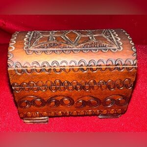 Antique Intricately Carved Brown Wooden Box
